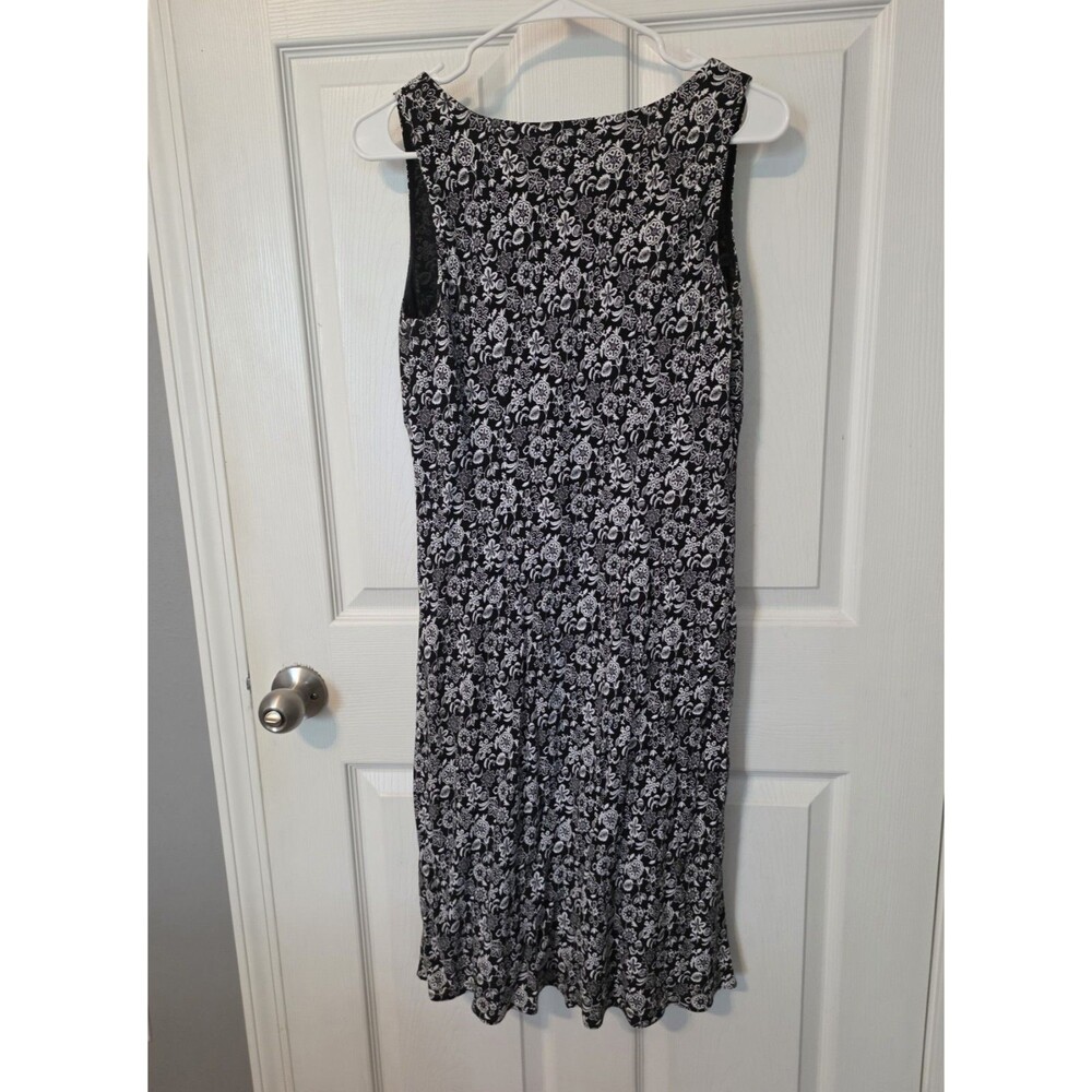 Loft Petites Summer Dress 8 Petite Black And White Floral Print Keyhole Neck 8P - Picture 2 of 6